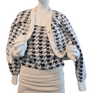 Willow and Wind Fuzzy Houndstooth Tank Top and Sweater L